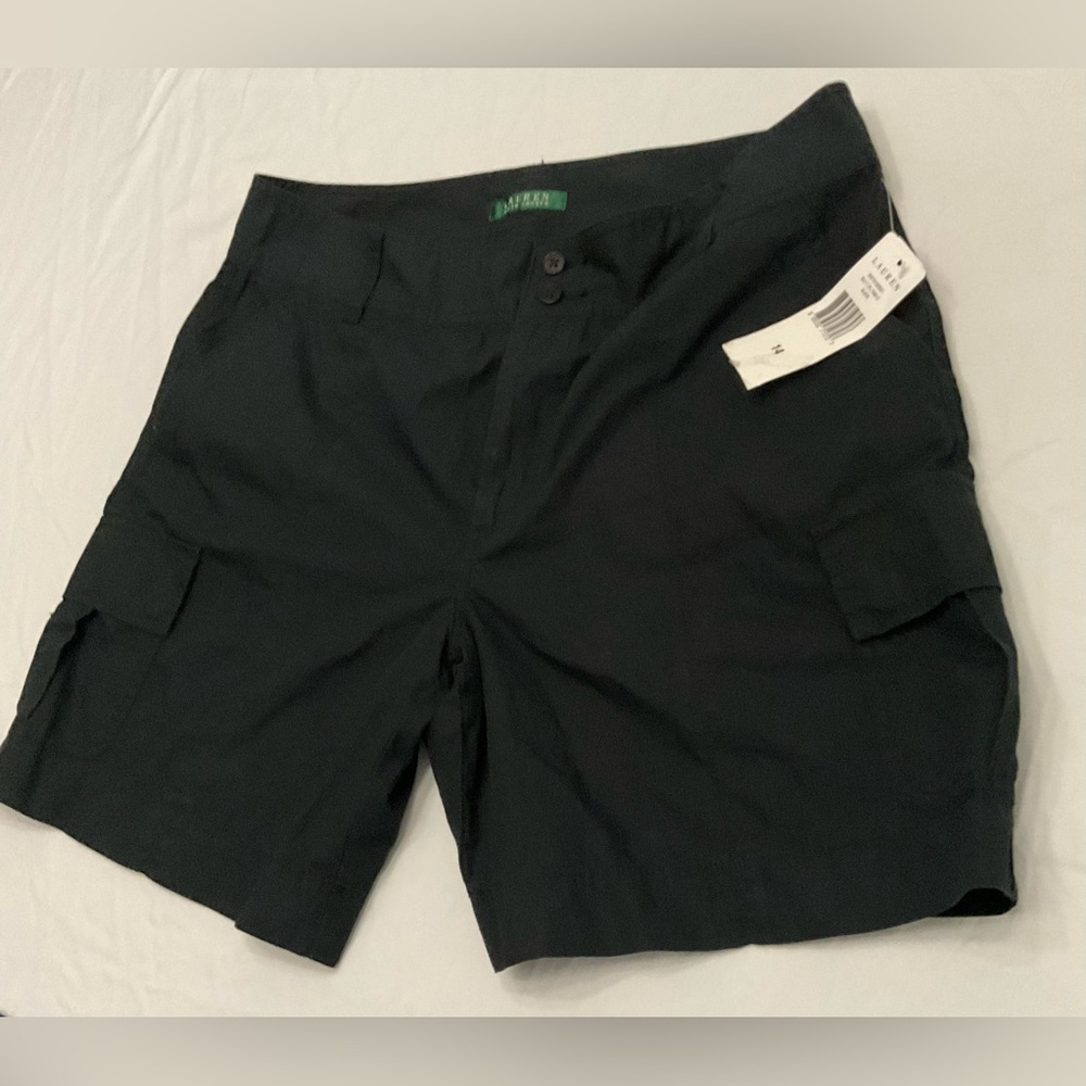 NWT Ralph Lauren LRL black cargo shorts high rise Women’s size 14